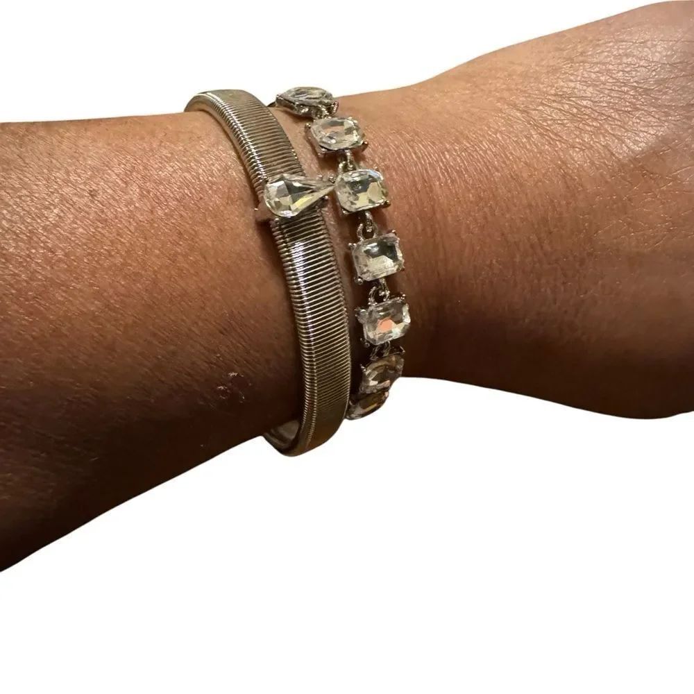 Guess Silver Tone Bracelet Set